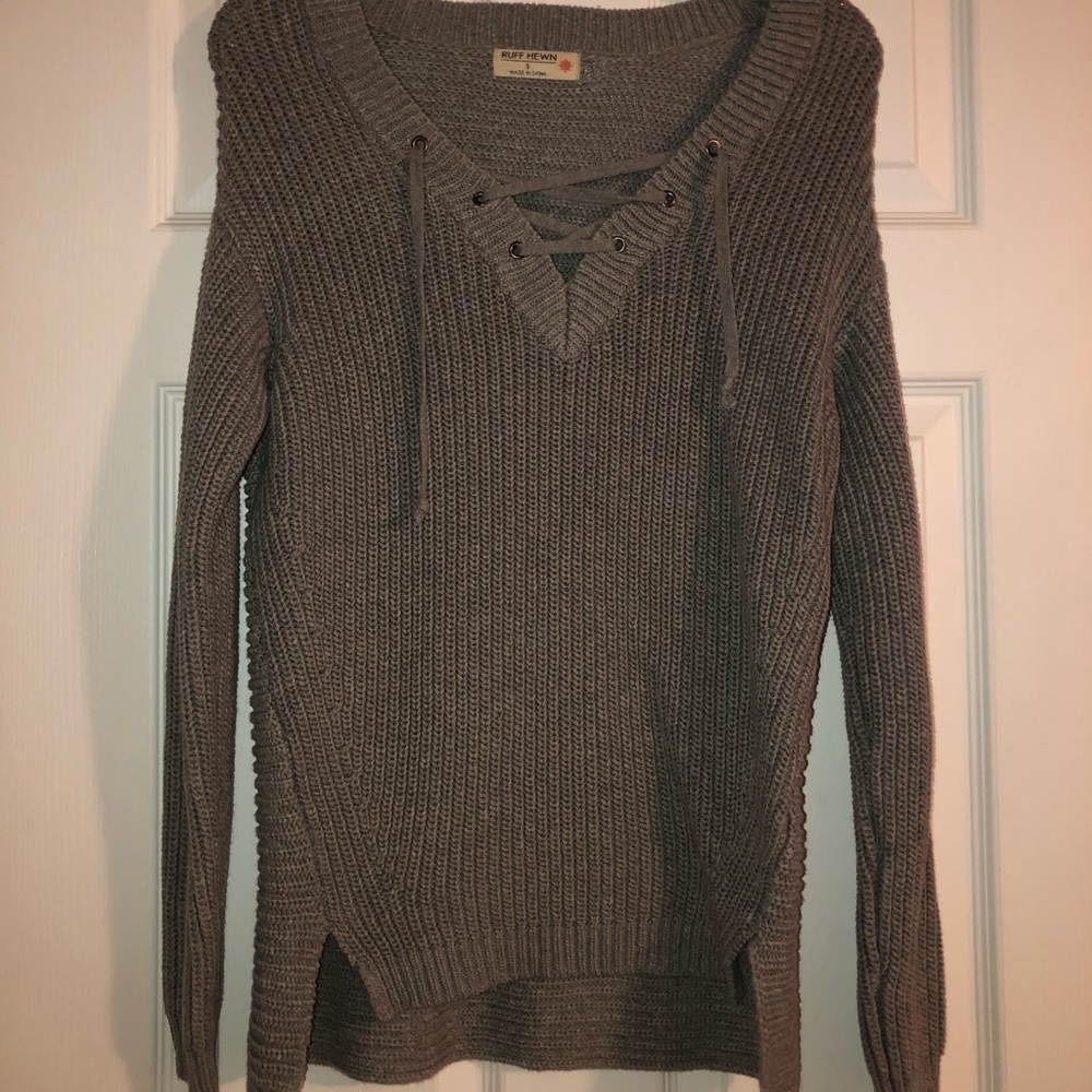 Lace up knit sweater